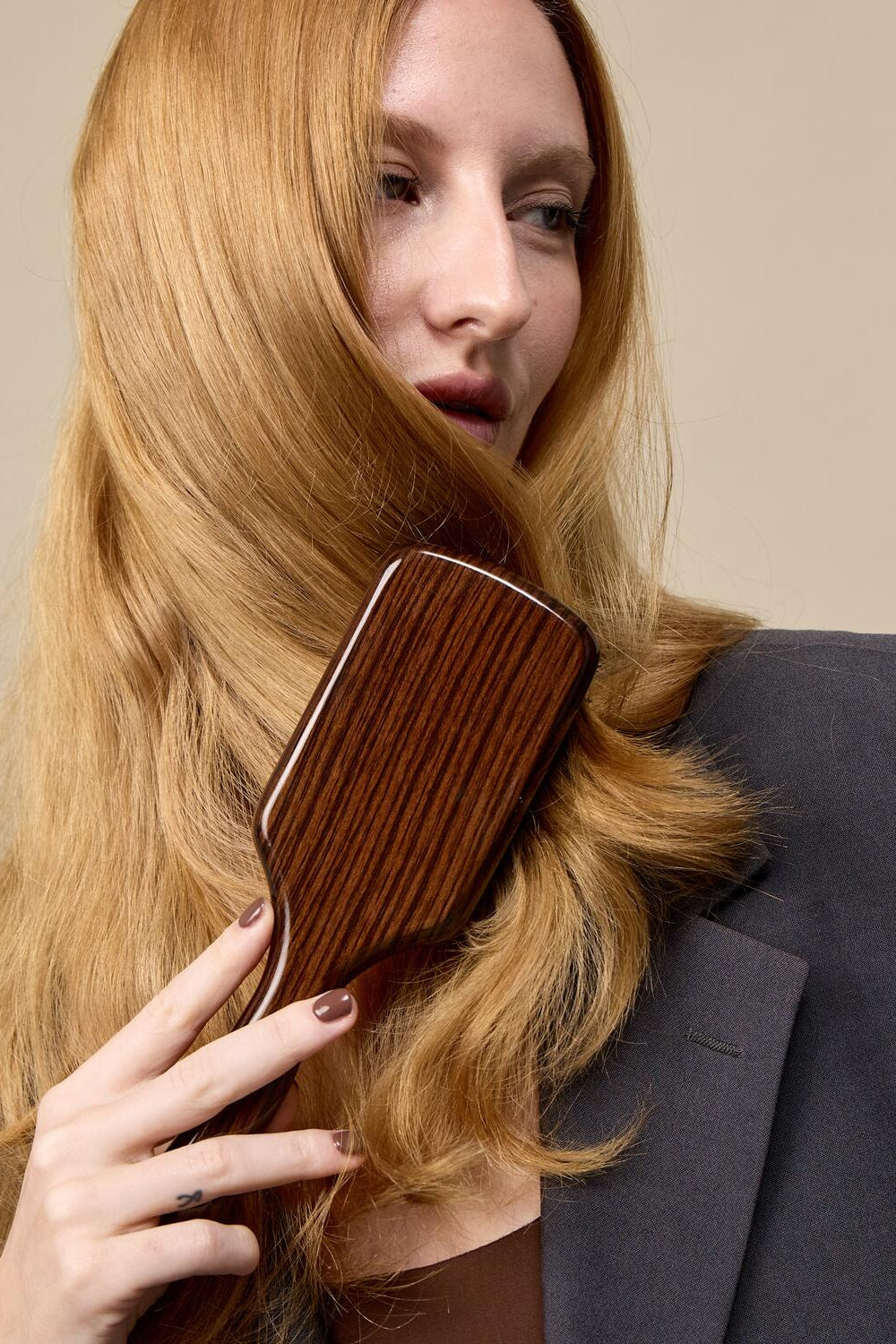 Boar- & Nylon hårbørste, Medium - Glossy Brown